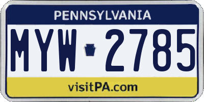 PA license plate MYW2785