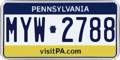 PA license plate MYW2788