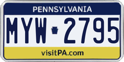 PA license plate MYW2795