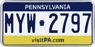 PA license plate MYW2797