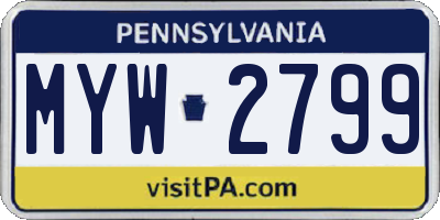 PA license plate MYW2799