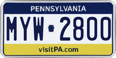 PA license plate MYW2800