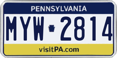 PA license plate MYW2814