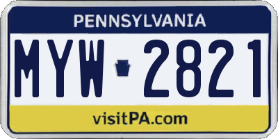 PA license plate MYW2821