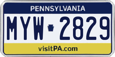PA license plate MYW2829