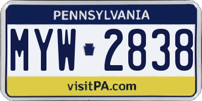 PA license plate MYW2838