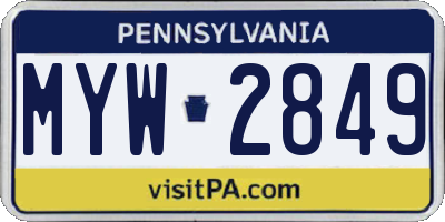 PA license plate MYW2849