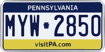 PA license plate MYW2850