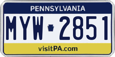 PA license plate MYW2851