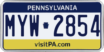 PA license plate MYW2854