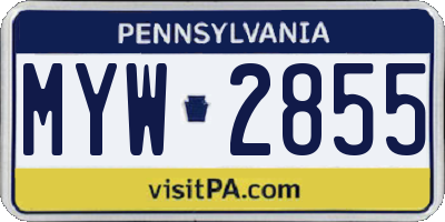 PA license plate MYW2855
