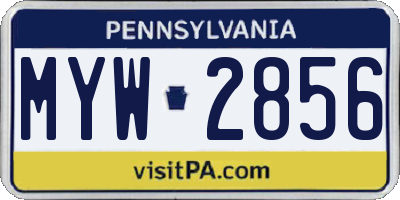 PA license plate MYW2856