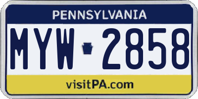 PA license plate MYW2858