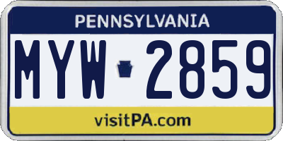 PA license plate MYW2859