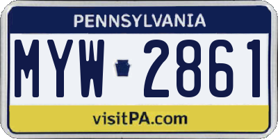 PA license plate MYW2861