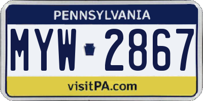 PA license plate MYW2867