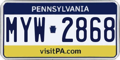 PA license plate MYW2868