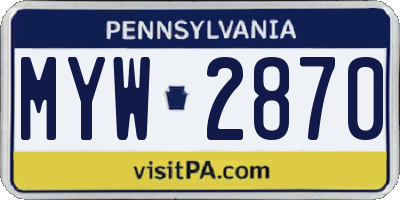 PA license plate MYW2870