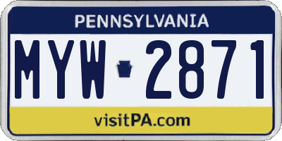 PA license plate MYW2871