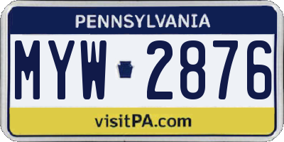 PA license plate MYW2876