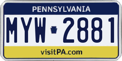 PA license plate MYW2881