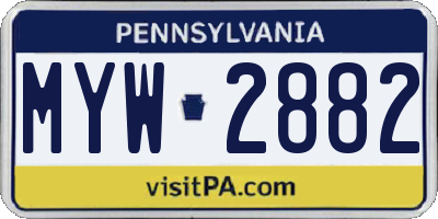 PA license plate MYW2882