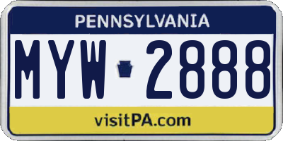 PA license plate MYW2888