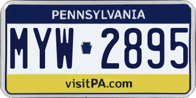 PA license plate MYW2895