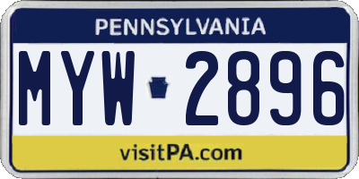 PA license plate MYW2896