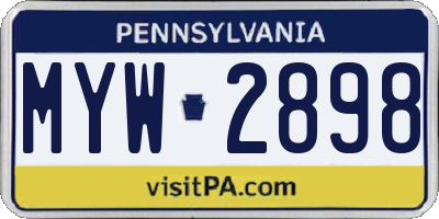 PA license plate MYW2898