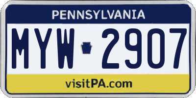 PA license plate MYW2907