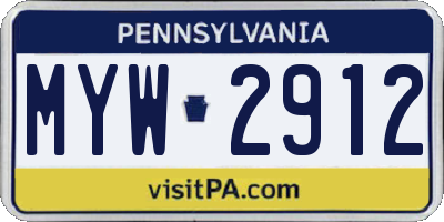 PA license plate MYW2912