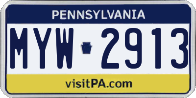 PA license plate MYW2913