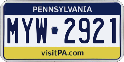 PA license plate MYW2921