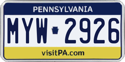 PA license plate MYW2926