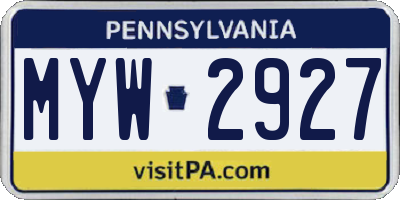 PA license plate MYW2927