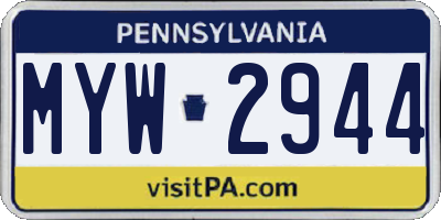 PA license plate MYW2944