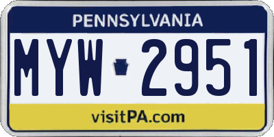 PA license plate MYW2951