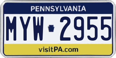 PA license plate MYW2955
