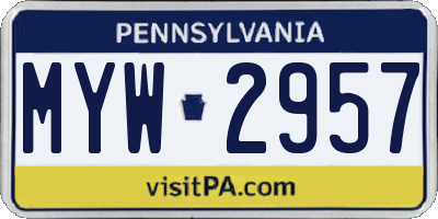 PA license plate MYW2957