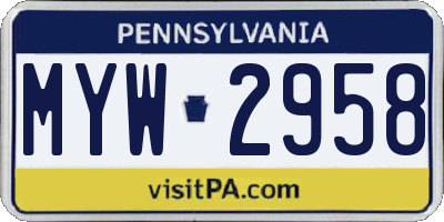 PA license plate MYW2958