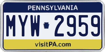 PA license plate MYW2959