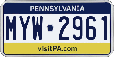 PA license plate MYW2961
