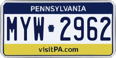 PA license plate MYW2962