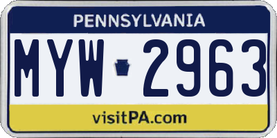 PA license plate MYW2963