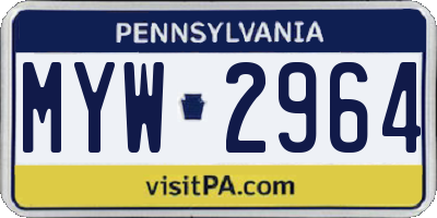 PA license plate MYW2964
