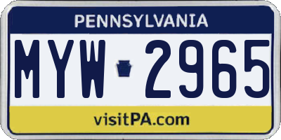 PA license plate MYW2965