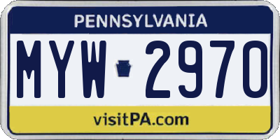 PA license plate MYW2970