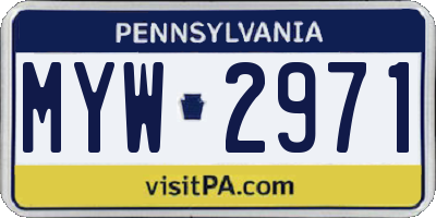 PA license plate MYW2971