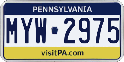 PA license plate MYW2975